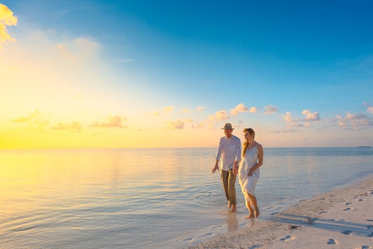 couple walking on beach