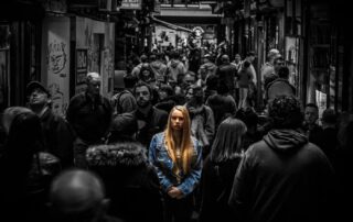 woman in crowd