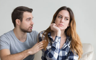 couple talking in couch