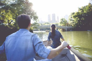 Couple on a boat in Central park